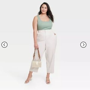 Women's High-Rise Tapered Ankle Chino Pants - A New Day Tan 4X